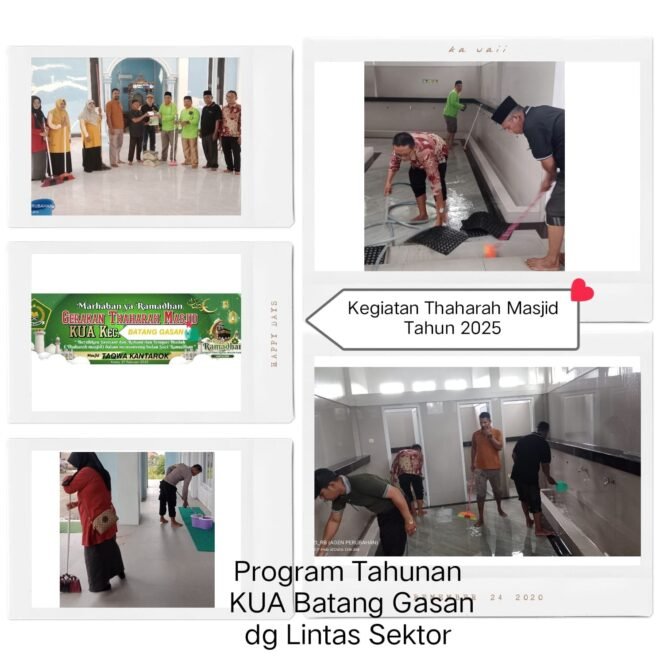 
 Sambut Ramadan, KUA Batang Gasan Bersama Lintas Sektoral Gelar Thaharah Masjid