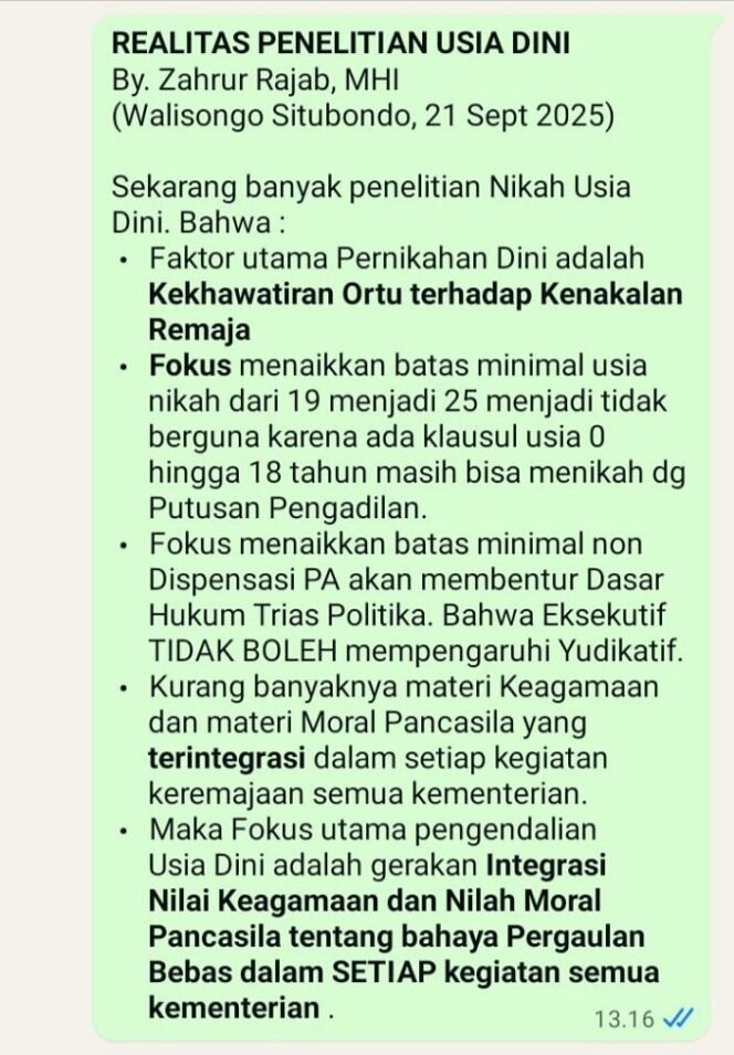 
 Memformat titik Fokus Penelitian Usia Dini dari Stagnan puluhan tahun menjadi Rekomendable Action