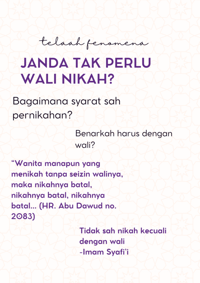 
 Janda Tak Perlu Wali Nikah? Meluruskan Anggapan yang Keliru